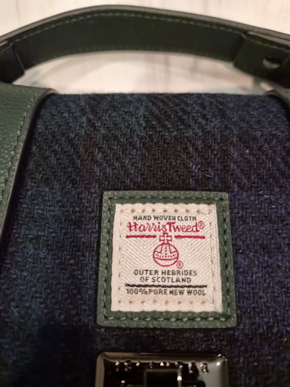 Harris Tweed Mefium Satchel - Blue Over-Check - Picture 5 of 5